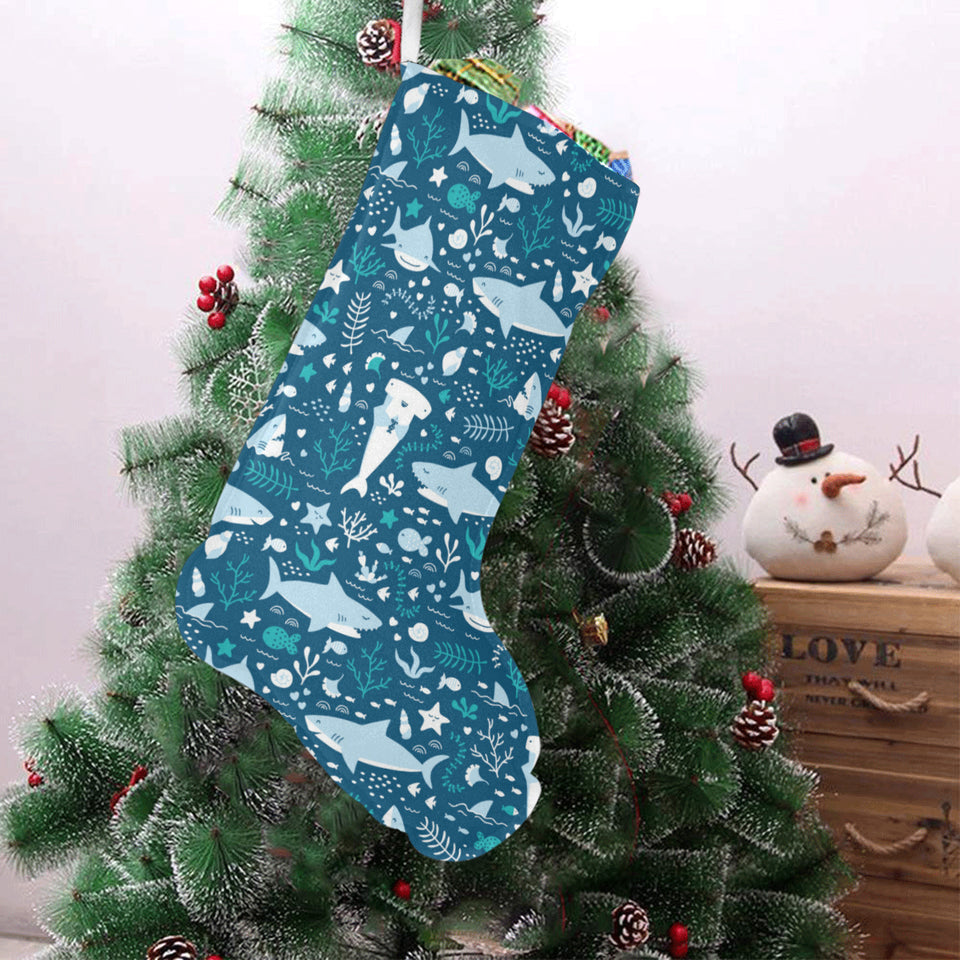 Cute shark pattern Christmas Stocking