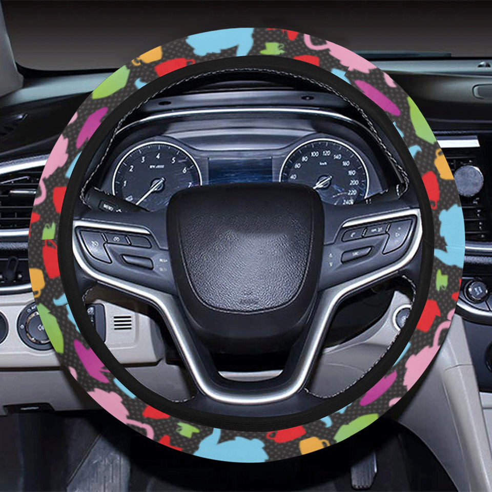 Tea pots Pattern Print Design 01 Car Steering Wheel Cover