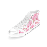 pink purple orchid pattern background Women's High Top Canvas Shoes White