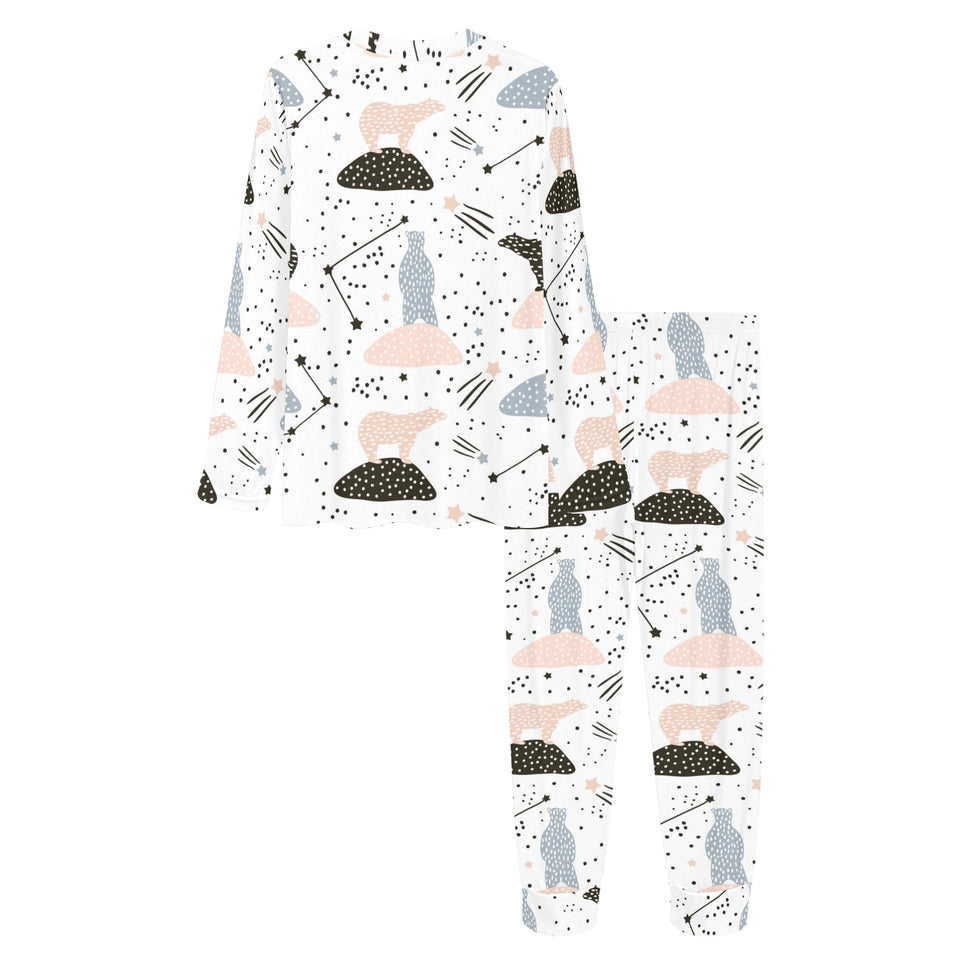 Polar bears star poka dot pattern Women's All Over Print Pajama Set