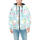 Cute snowman snowflake pattern Men's Padded Hooded Jacket