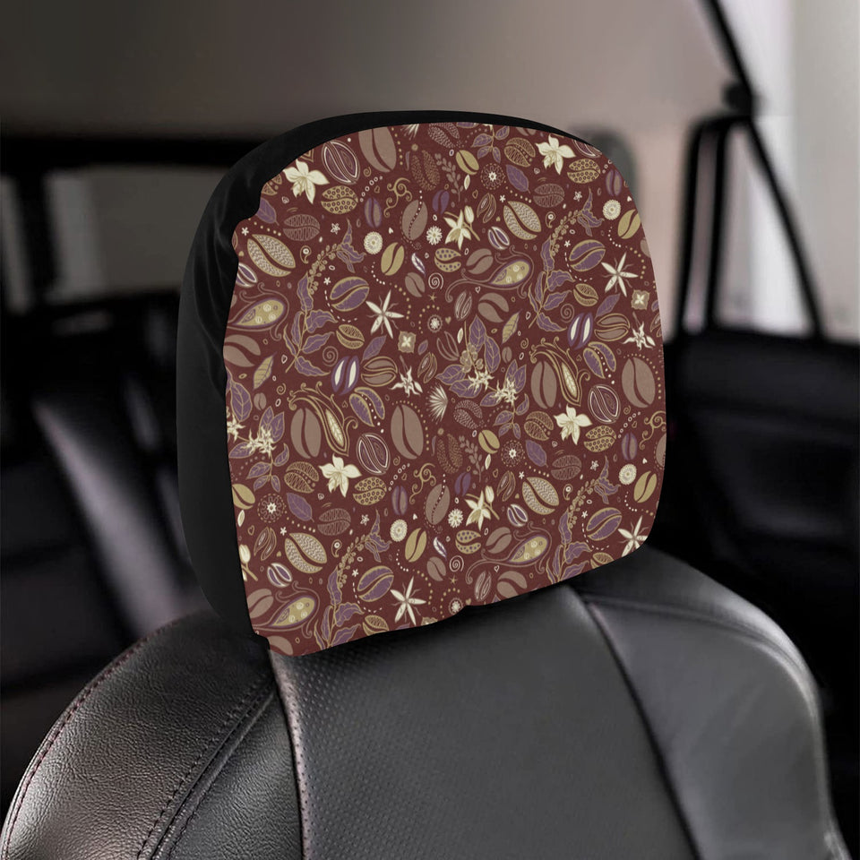 Coffee bean flower pattern Car Headrest Cover