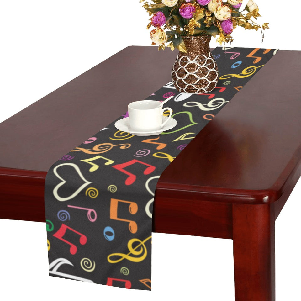 Music Notes Pattern Print Design 02 Table Runner