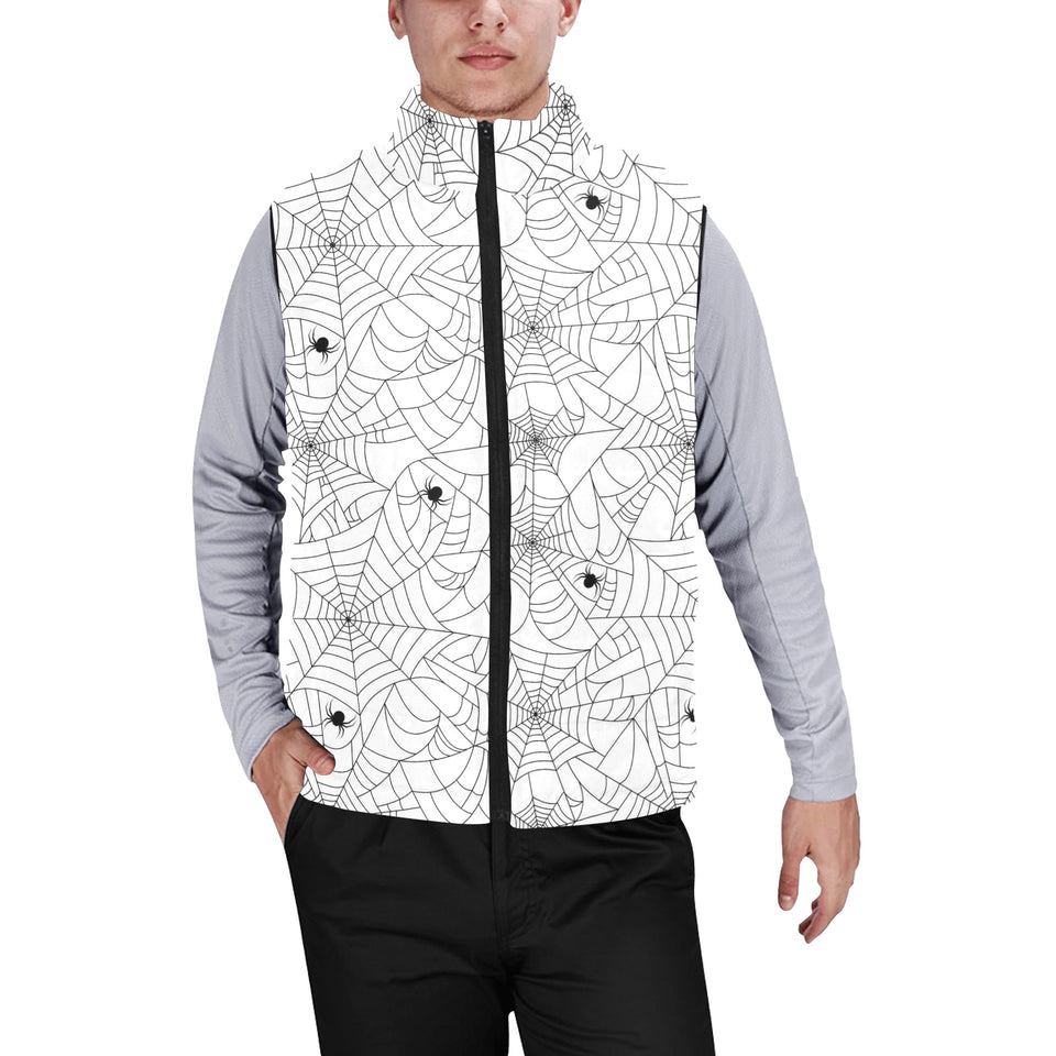 Spider web cobweb pattern white background Men's Padded Vest