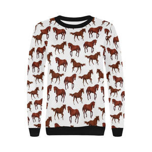 Horses running pattern background Women's Crew Neck Sweatshirt