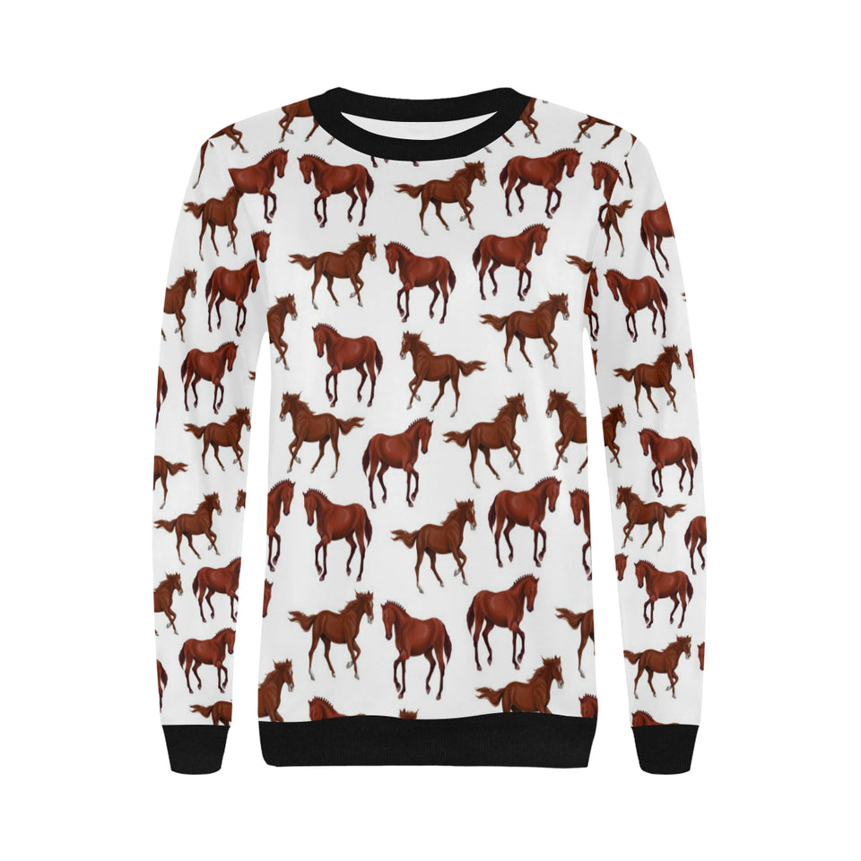 Horses running pattern background Women's Crew Neck Sweatshirt