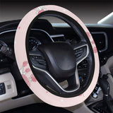 Poodle dog pink color theme Car Steering Wheel Cover