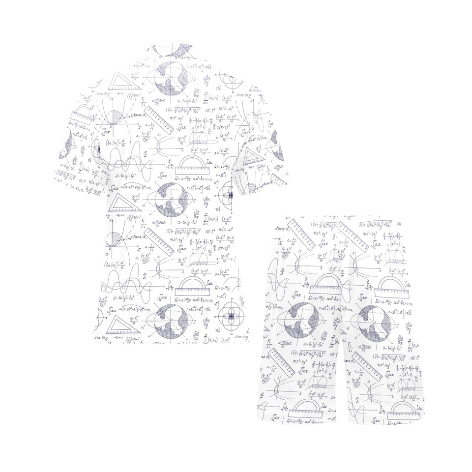 Math Pattern Print Design 03 Men's V-Neck Short Pajama Set