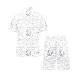 Math Pattern Print Design 03 Men's V-Neck Short Pajama Set