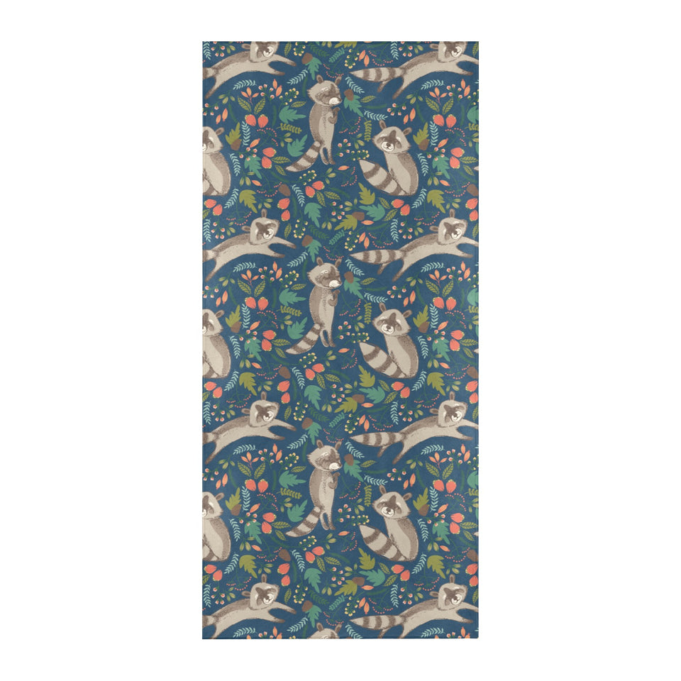 Raccoon tropical leaves pattern Beach Towel