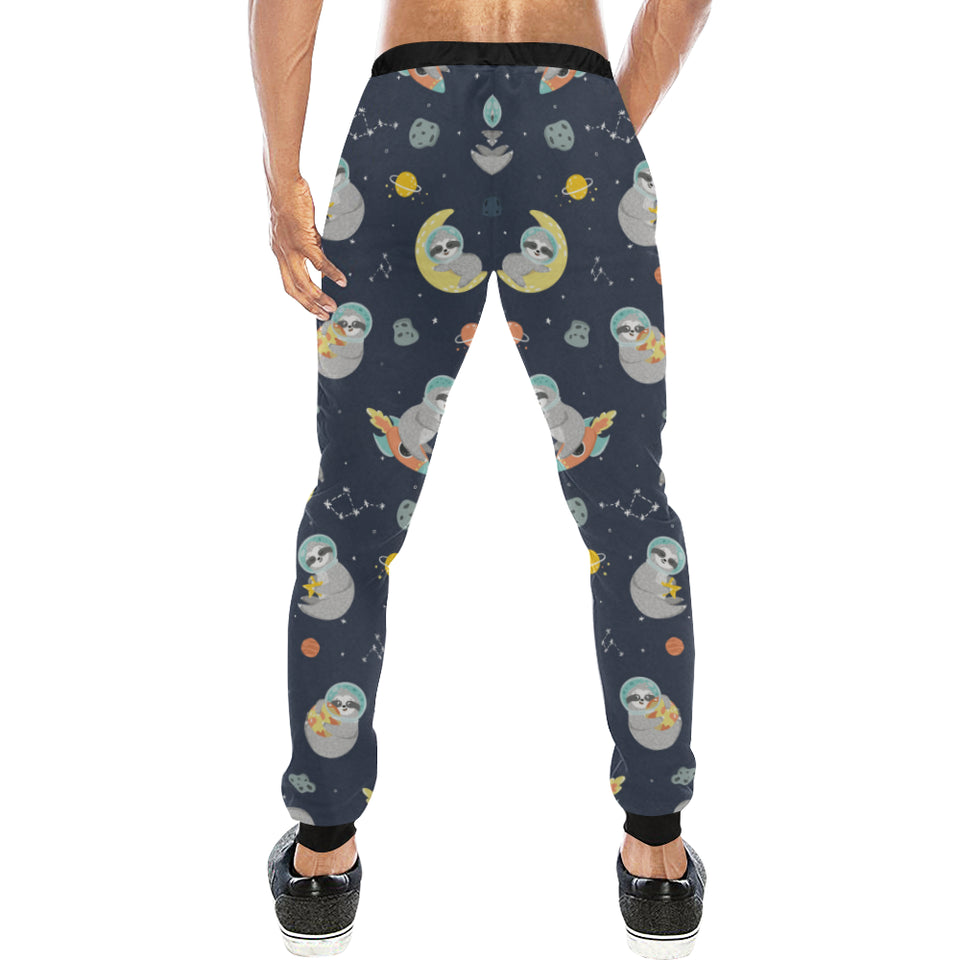 Cute sloth astronaut star planet rocket pattern Unisex Casual Sweatpants