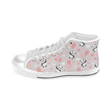 Cute panda ballon heart pattern Men's High Top Canvas Shoes White