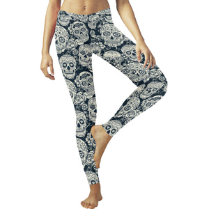 Sugar skull black white pattern Women's Legging Fulfilled In US