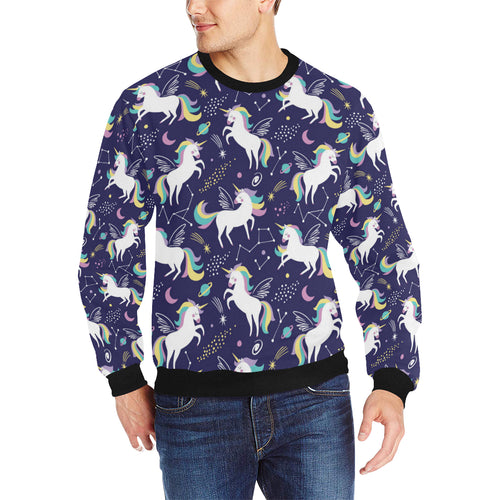 Hand drawn cute unicorn star planet Men's Crew Neck Sweatshirt