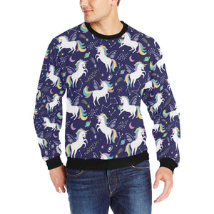 Hand drawn cute unicorn star planet Men's Crew Neck Sweatshirt