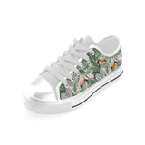 Toucan tropical green jungle palm pattern Men's Low Top Shoes White