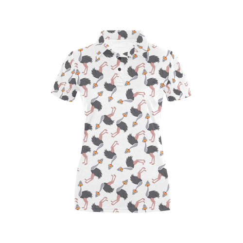 Ostrich Pattern Print Design 02 Women's All Over Print Polo Shirt