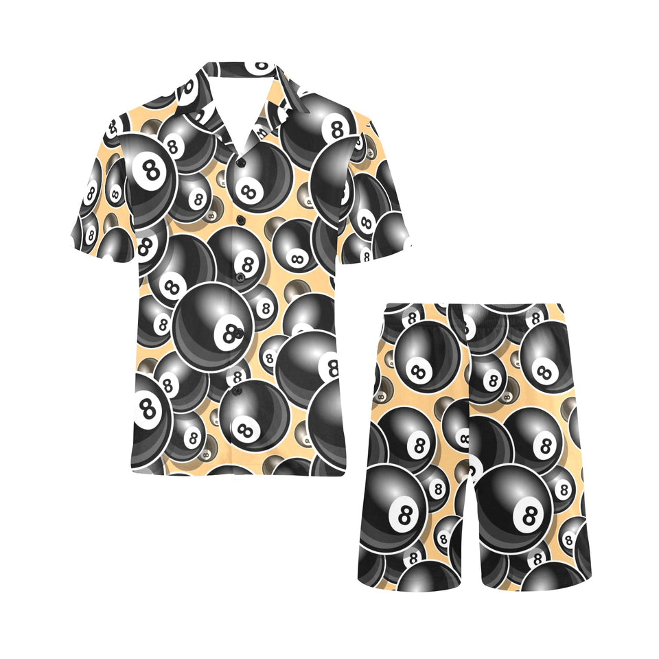 Billiard Ball Pattern Print Design 04 Men's V-Neck Short Pajama Set