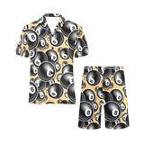 Billiard Ball Pattern Print Design 04 Men's V-Neck Short Pajama Set