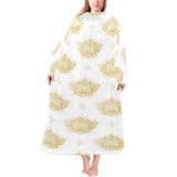 Gold Ornamental lotue waterlily symbol pattern Blanket Robe with Sleeves