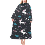 unicorn rainbows moon clound star pattern Blanket Robe with Sleeves