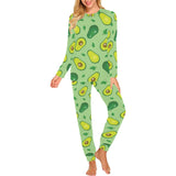 Avocado pattern green background Women's All Over Print Pajama Set