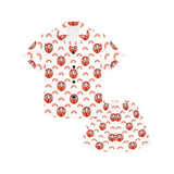 Daruma japanese wooden doll design pattern Kids' Boys' Girls' V-Neck Short Pajama Set