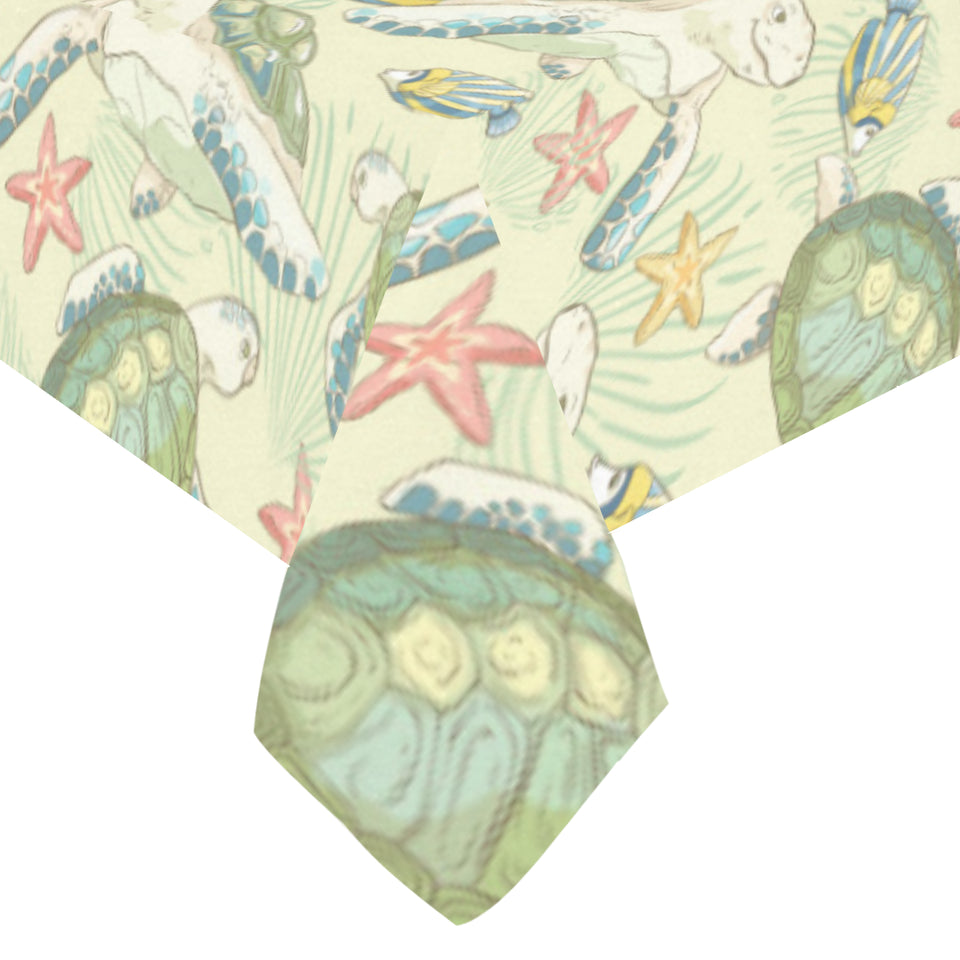 Hand drawn sea turtle fish pattern Tablecloth