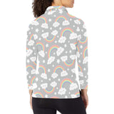 Cute rainbow clound star pattern Women's Long Sleeve Polo Shirt