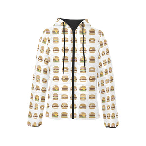 Hamburger Pattern Print Design 02 Women's Padded Hooded Jacket