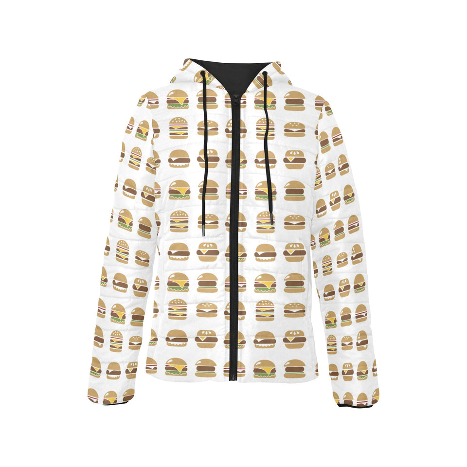 Hamburger Pattern Print Design 02 Women's Padded Hooded Jacket