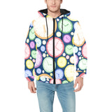 Colorful clock background Men's Padded Hooded Jacket