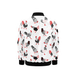 Cool rooster chicken cock floral ornament backgrou Kids' Boys' Girls' Bomber Jacket