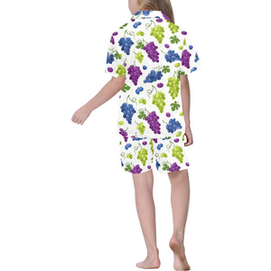 Grape pattern Kids' Boys' Girls' V-Neck Short Pajama Set