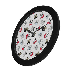 French bulldog cup paw pattern Elegant Black Wall Clock