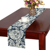 Sugar skull black white pattern Table Runner
