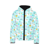 Llama alpaca cactus leaves pattern Kids' Boys' Girls' Padded Hooded Jacket