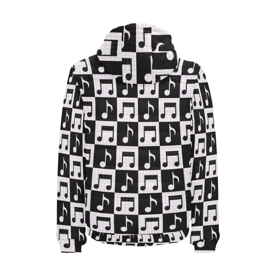 Music Notes Pattern Print Design 01 Men's Padded Hooded Jacket