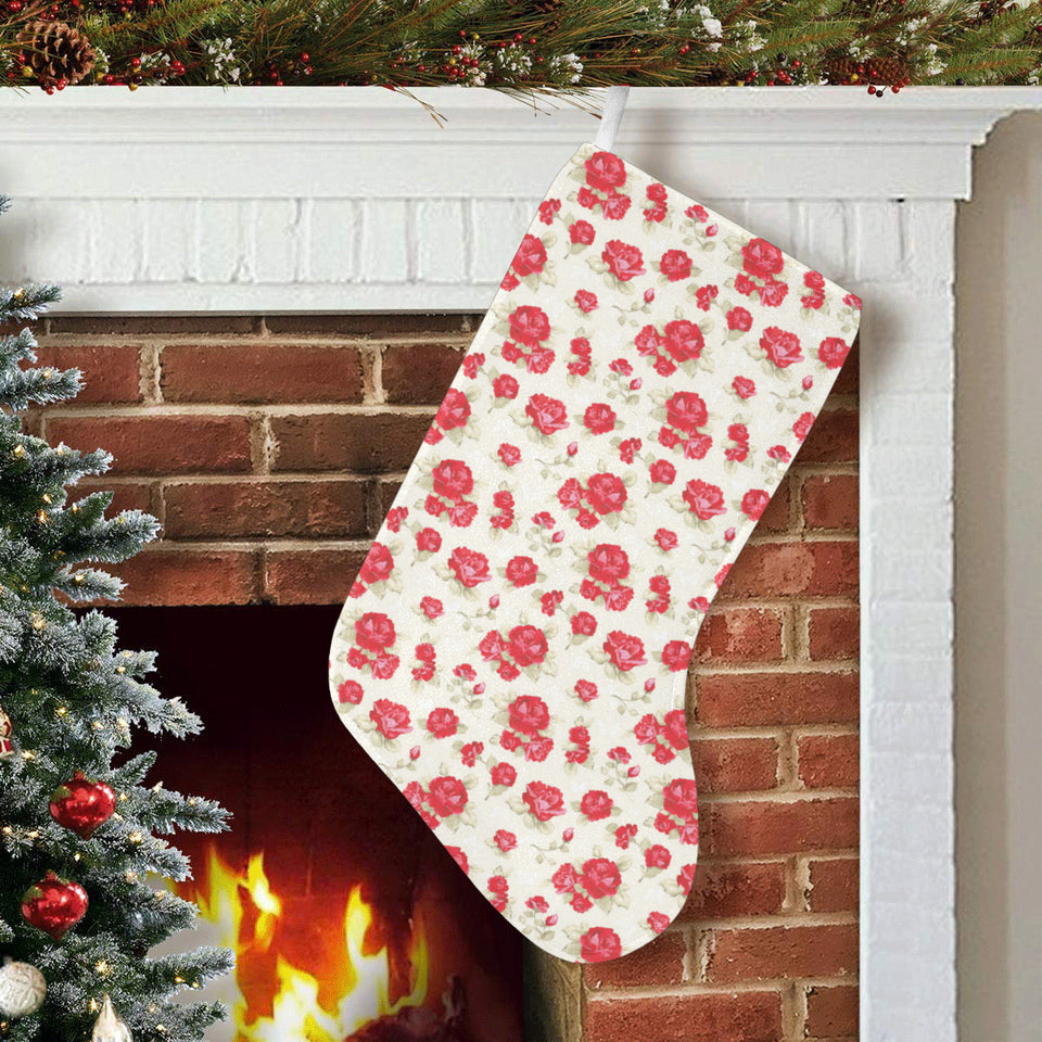 Rose Pattern Print Design 01 Christmas Stocking