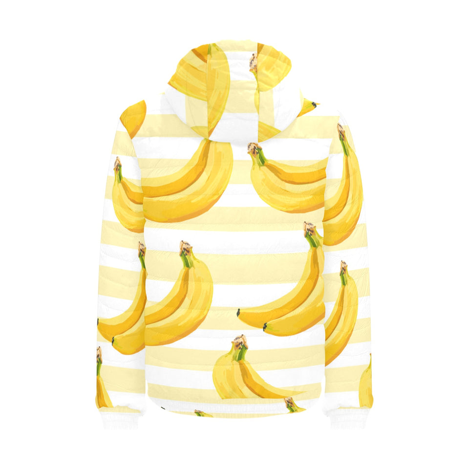 Banana pattern blackground Men's Padded Hooded Jacket