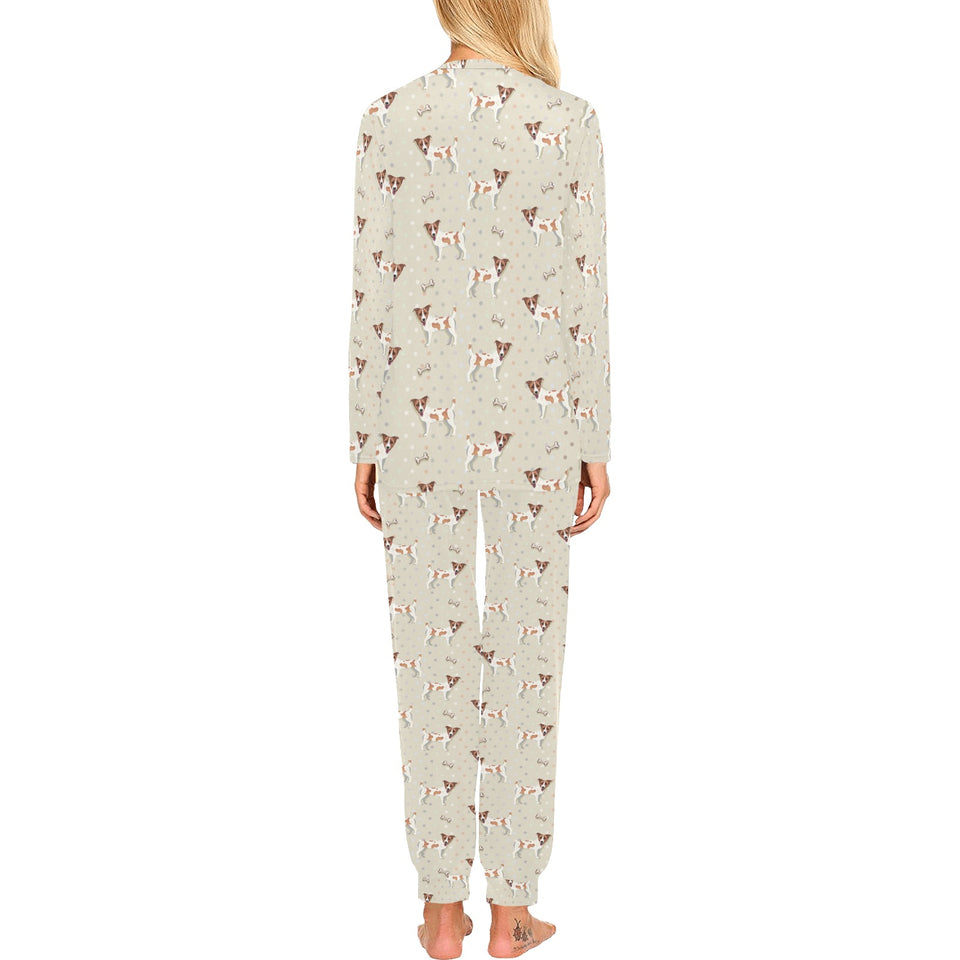 Jack Russel Pattern Print Design 02 Women's All Over Print Pajama Set