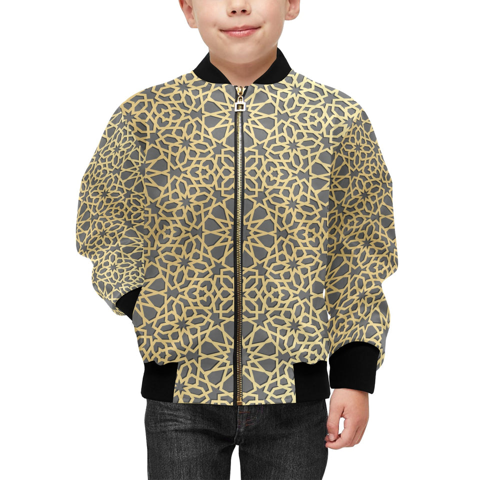 arabic star gold pattern Kids' Boys' Girls' Bomber Jacket