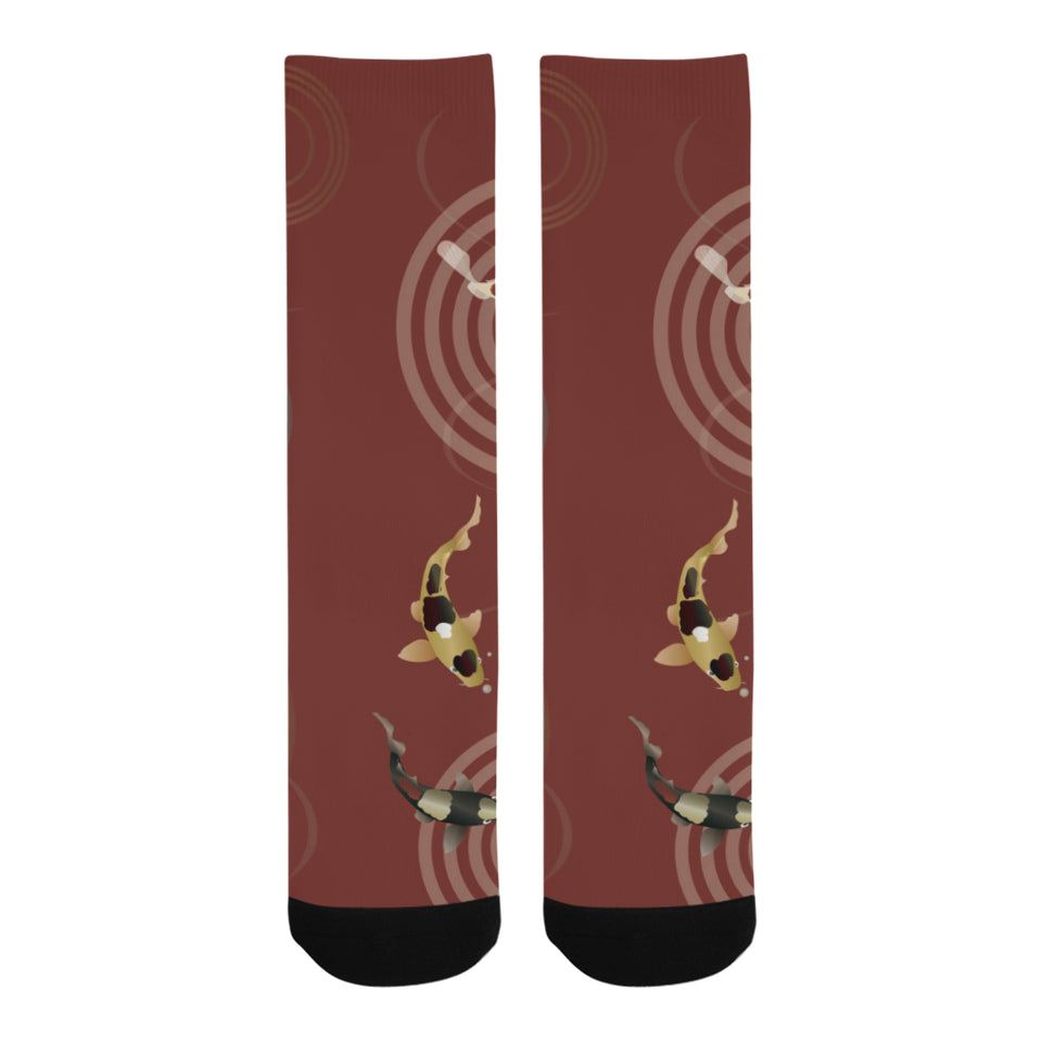 Fancy Carp red background Crew Socks