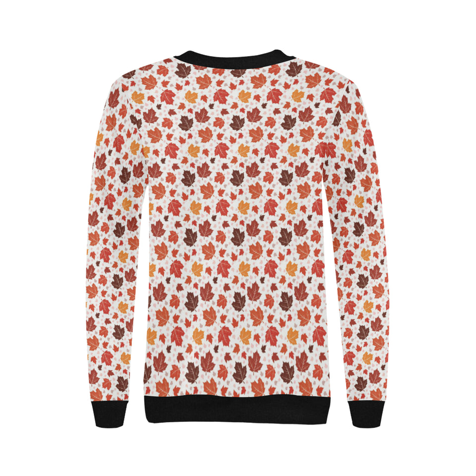 Colorful Maple Leaf pattern Women's Crew Neck Sweatshirt