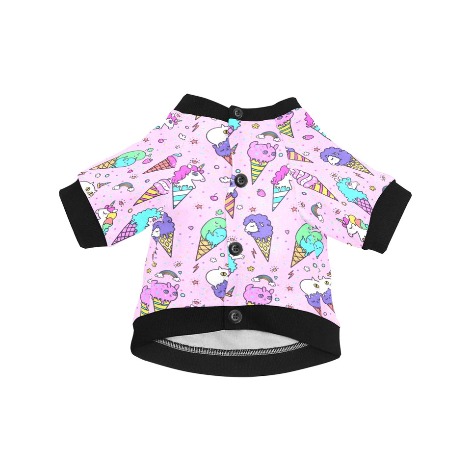 Cute ice cream cone animal pattern All Over Print Pet Dog Round Neck Fuzzy Shirt