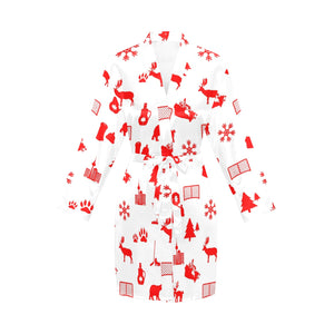 Canada Pattern Print Design 04 Women's Long Sleeve Belted Night Robe