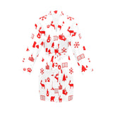 Canada Pattern Print Design 04 Women's Long Sleeve Belted Night Robe