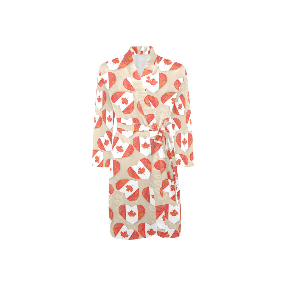 Canada Pattern Print Design 01 Men's Long Sleeve Belted Night Robe