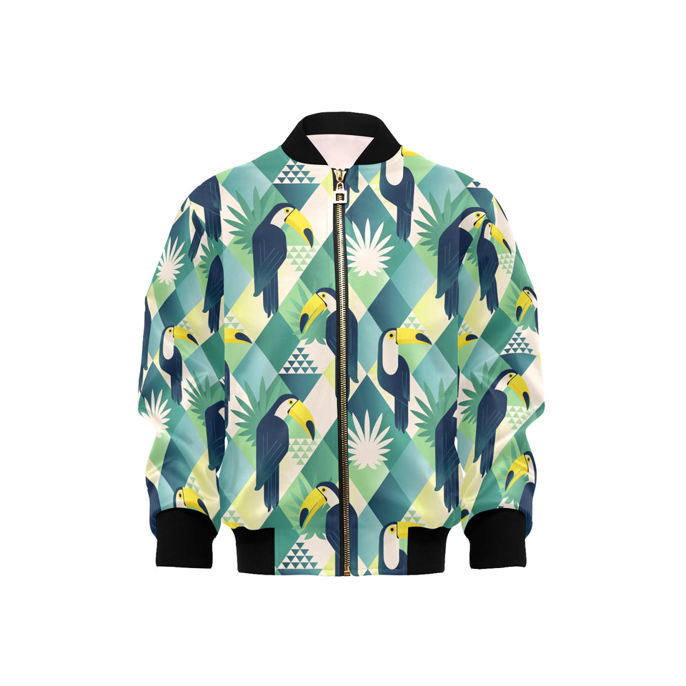 Toucan tropical leaves design pattern Kids' Boys' Girls' Bomber Jacket