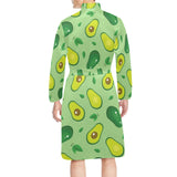 Avocado pattern green background Men's Long Sleeve Belted Night Robe